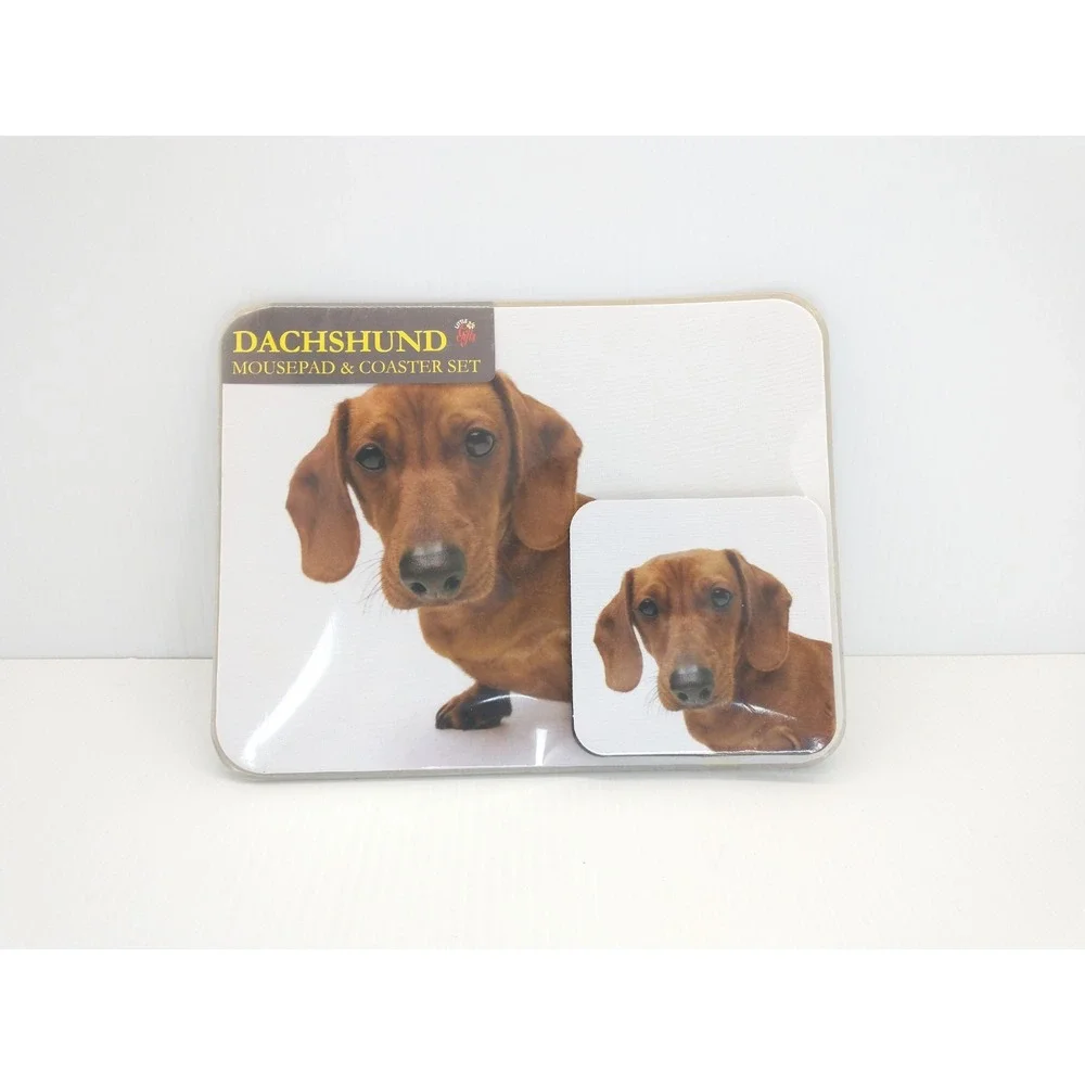 Mouse Pad Coaster Set Tan Brown Dachshund Doxie Wiener Dog Lot